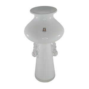 Jerzy Sluczan-Orkusz Tarnowiec Poland Glass Vase White Clear Handles